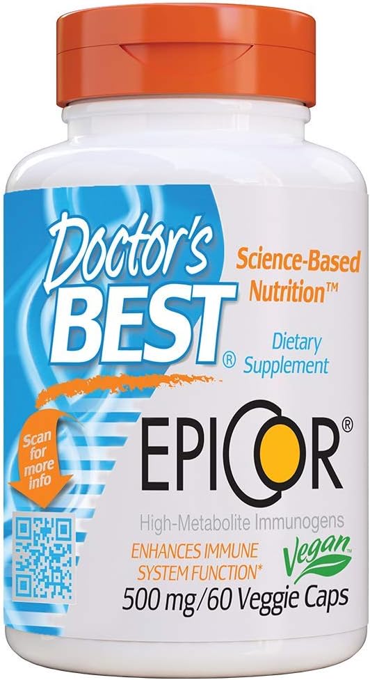 Doctor's BEST - Doctor’s Best Epicor: Defesa da Saúde Imunológica, Não-OGM, Vegano, Sem Glúten, 500 Mg, 60 VC