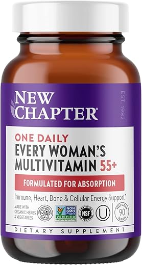 Every Women’s One Daily 55 – 90 cápsulas – 55+ anos – 90 dias – Saúde Feminina – Vitaminas e Minerais – 55+ – 90ct – 90 cápsulas – Fórmula Completa – Energia e Bem-Estar – New Chapter - New Chapter