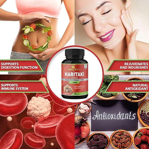 Cona Nature - Cápsulas de Haritaki Orgânica India 2250MG, Rejuvenescimento, Melhora da Digestão, Regularidade | Ervas e Suplementos Veganos Sem OGM e Sem Glúten, 120 Caps