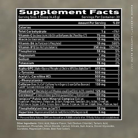 Nootrópico Kaged | Mindset Elite | Suplemento para Foco e Produtividade | Cafeína Orgânica | Suporta Memória de Trabalho, Foco, Energia e Humor* | Strawberry Lemonade – 30 Porções