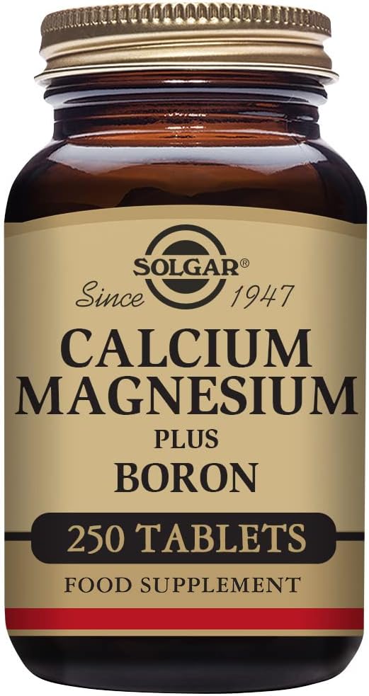 SOLGAR - Solgar Calcium Magnesium Plus Boron – 250 Comprimidos – Sem OGM, Vegano, Sem Glúten, Sem Laticínios, Kosher – 83 Porções
