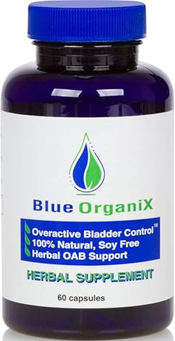 Blue Organix - Controle da Bexiga Hiperativa para Homens e Mulheres, Suporte para Micção Frequente, Noctúria ou Incontinência, 60 Cápsulas Vegetarianas, 1 Frasco, Extrato de Semente de Abóbora Livre de Soja