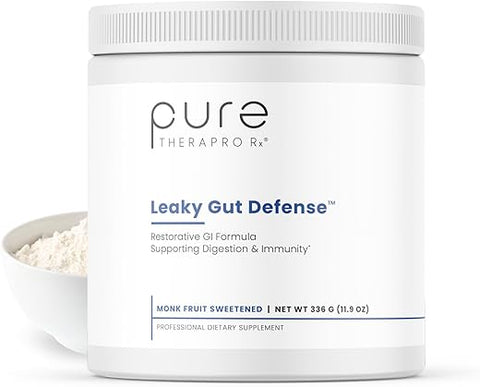 Defesa do Intestino Permeável – Suplemento de Suporte à Saúde Intestinal com L-Glutamina, Extrato de Raiz de Alcaçuz, Folha de Aloe, Arabinogalactano, Pó de Saúde para Homens e Mulheres – 100g - Pure Therapro Rx