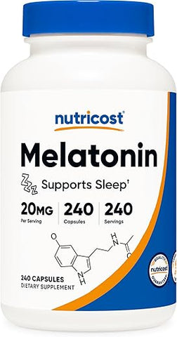 Melatonina 20mg, 240 Cápsulas, Sem OGM – Compre Agora! - Nutricost
