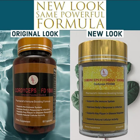L & L Supplement - Cordyceps FD1000 Fórmula do Farmacêutico – Cordyceps Fucoidan Vitamina D LL – 60 Cápsulas