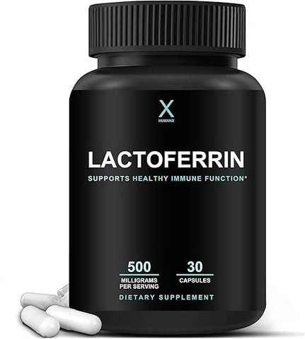 Lactoferrin 500mg – Tamanho de Porção Poderoso (Sem Glúten, Não Transgênico, Suplementos Sem Soja) – Componente no Colostrum – Fabricado nos EUA, Suporta Imunidade Saudável, Utilização de Ferro - HUMANX