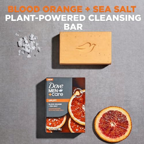 DOVE MEN + CARE - DOVE MEN CARE Sabonete em Barra Blood Orange Sea Salt 4 Barras para Reconstruir a Pele no Banho, 4 em 1 Cabelo, Corpo, Rosto