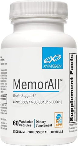 MemorAll – Suporte Cerebral – Vitaminas Botânicas que Auxiliam a Função Cognitiva e a Memória Saudável – Folate, Ginkgo, NAC, Fosfatidilserina, B12, B6 - XYMOGEN