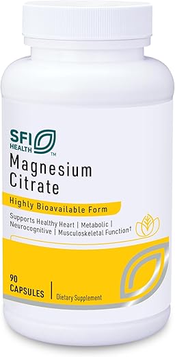 SFI Health – Suplemento de Magnésio Citrato de Magnésio de Alta Solubilidade para Mulheres - Klaire Labs