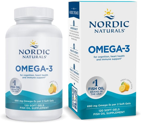 Ômega-3, Sabor Limão – 120 Cápsulas – 690 mg Ômega-3 – Óleo de Peixe – EPA - Nordic Naturals