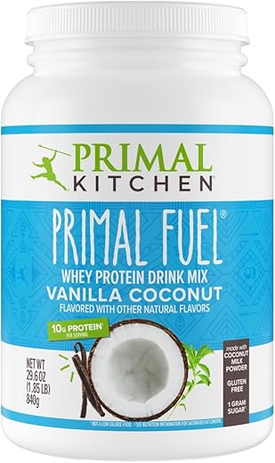 Mistura de Bebida de Proteína de Soro de Leite de Baunilha e Coco, Sem Glúten e Soja, 840g - Primal Kitchen