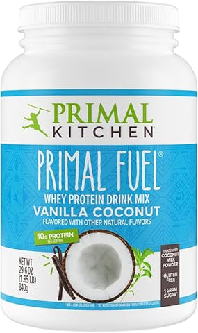 Mistura de Bebida de Proteína de Soro de Leite de Baunilha e Coco, Sem Glúten e Soja, 840g - Primal Kitchen