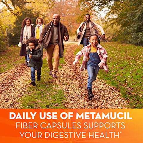 Fibra de Casca de Psyllium, 3 em 1 para Saúde Digestiva, à Base de Plantas, 100 Cápsulas (Pacote com 2) - Metamucil