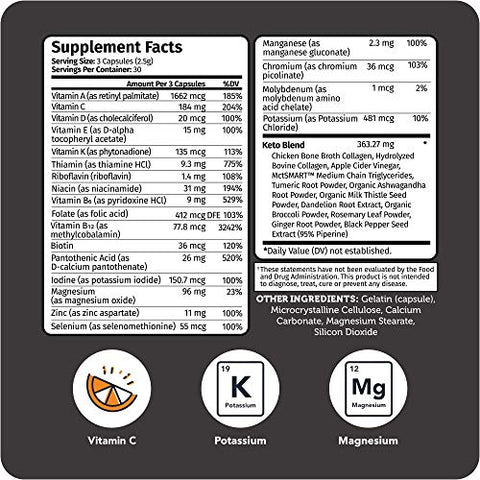 Tune Your Keto Multivitamin – Suporte Nutricional Específico para Keto com Magnésio, Potássio e MCT para Energia, Alívio de Cãibras e Otimização de Nutrientes – 90 Cápsulas - Vitamin Bounty