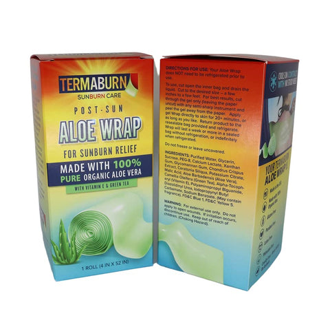 TermaBurn - Aloe Wrap para Alívio de Queimaduras Solares – Novo Tratamento Orgânico de Pele com Aloe em Gel Hidratante para Alívio Duradouro de Dor, Coceira e Descamação. Fabricado nos EUA com 100% de certificação