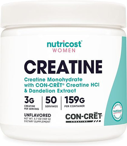 Creatine Monohydrate Powder for Women – Micronized, Unflavored – 50 Servings – Vegetarian, Non-GMO, Gluten Free – 100% Pura – 250g - Nutricost