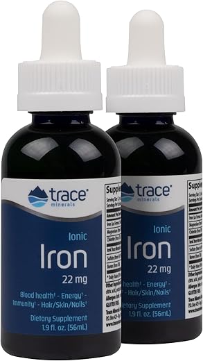 Suplemento Dietético de Ferro Iônico Líquido | Suporta Função Cognitiva, Produção de Energia e Manutenção Ótima do Sistema Imunológico | 1,9 Ounce 22 mg por Porção (2 Pacotes) - Trace Minerals