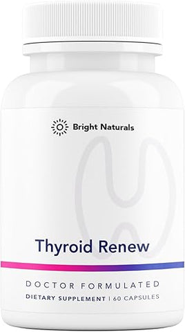 Bright Naturals - Thyroid Renew – Suporte para a Tireoide Feminina para Foco e Energia com Zinco Selênio Cobre e Superfoods para a Tireoide – Fabricado nos EUA, 60 Cápsulas