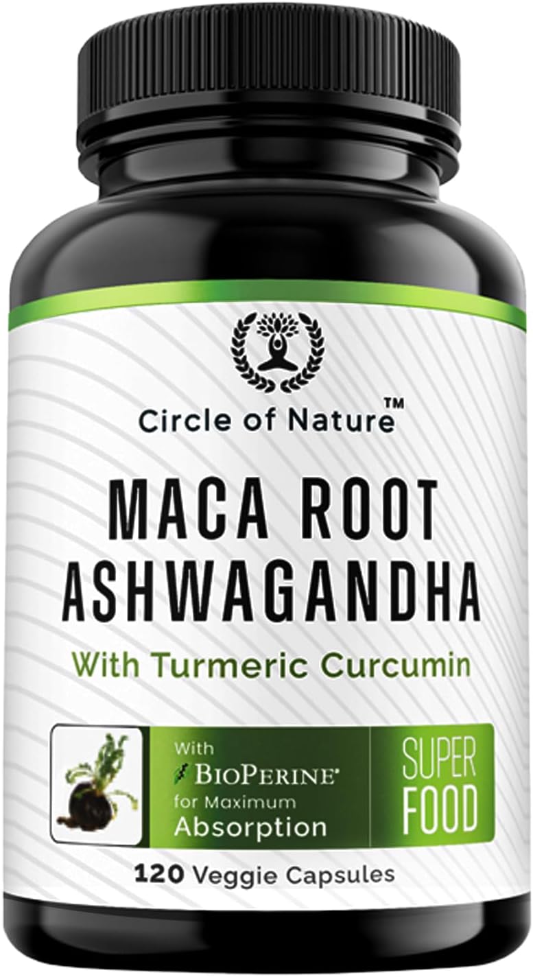 CIRCLE OF NATURE - Maca Root 10.000 mg, Extrato de Ashwagandha 6000mg, Cápsulas para Homens – Marca em Destaque