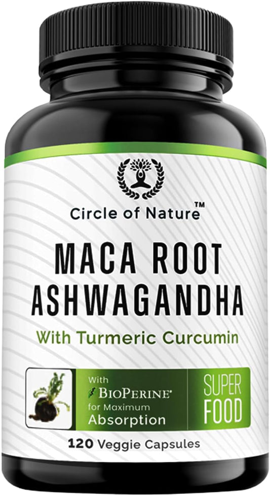 CIRCLE OF NATURE - Maca Root 10.000 mg, Extrato de Ashwagandha 6000mg, Cápsulas para Homens – Marca em Destaque