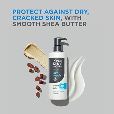 DOVE MEN + CARE - DOVE MEN CARE – Sabonete Líquido Facial e Corporal Advanced Care Dry Repair 3 Unidades para Pele Seca com Manteiga de Karité Suavizante 500ml