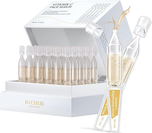 BACHERI - Sérum Vitamina C para o Rosto com Ácido Hialurônico, Glutationa, Aloe Vera Orgânica, Hidratante
