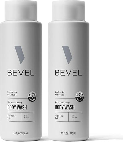 Sabonete Líquido Hidratante para Homens – Fragrância Suprema de Carvalho com Manteiga de Karité, Vitamina B e Óleo de Coco, 473 ml (Pacote com 2) - Bevel