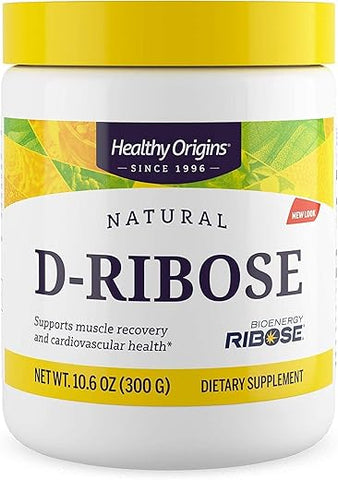 Pó de D-Ribose Healthy Origins (BioEnergy, Não-OGM, Sem Glúten, Suporte Energético, Suporte Cardíaco), 300g