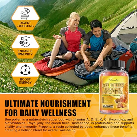 Tcemundry - Gomas de Pólen de Abelha 1000MG com Geleia Real 500MG