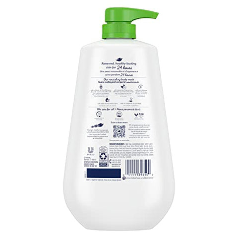 Body Wash com Bomba Pepino Refrescante e Chá Verde Revitaliza a Pele Limpeza Eficaz que Remove Bactérias Enquanto Nutre Sua Pele 900 ml (Pacote com 3) - Dove