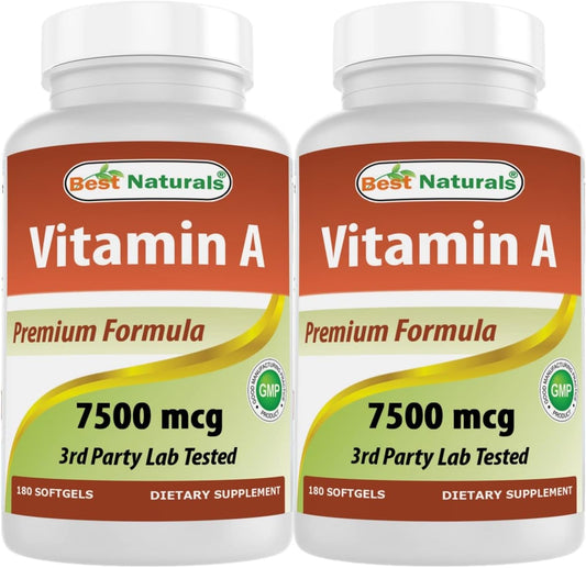 Best Naturals - Melhor Naturals Vitamina A 25000 UI (7500 mcg), Fórmula Não-OGM Suporta Visão Saudável