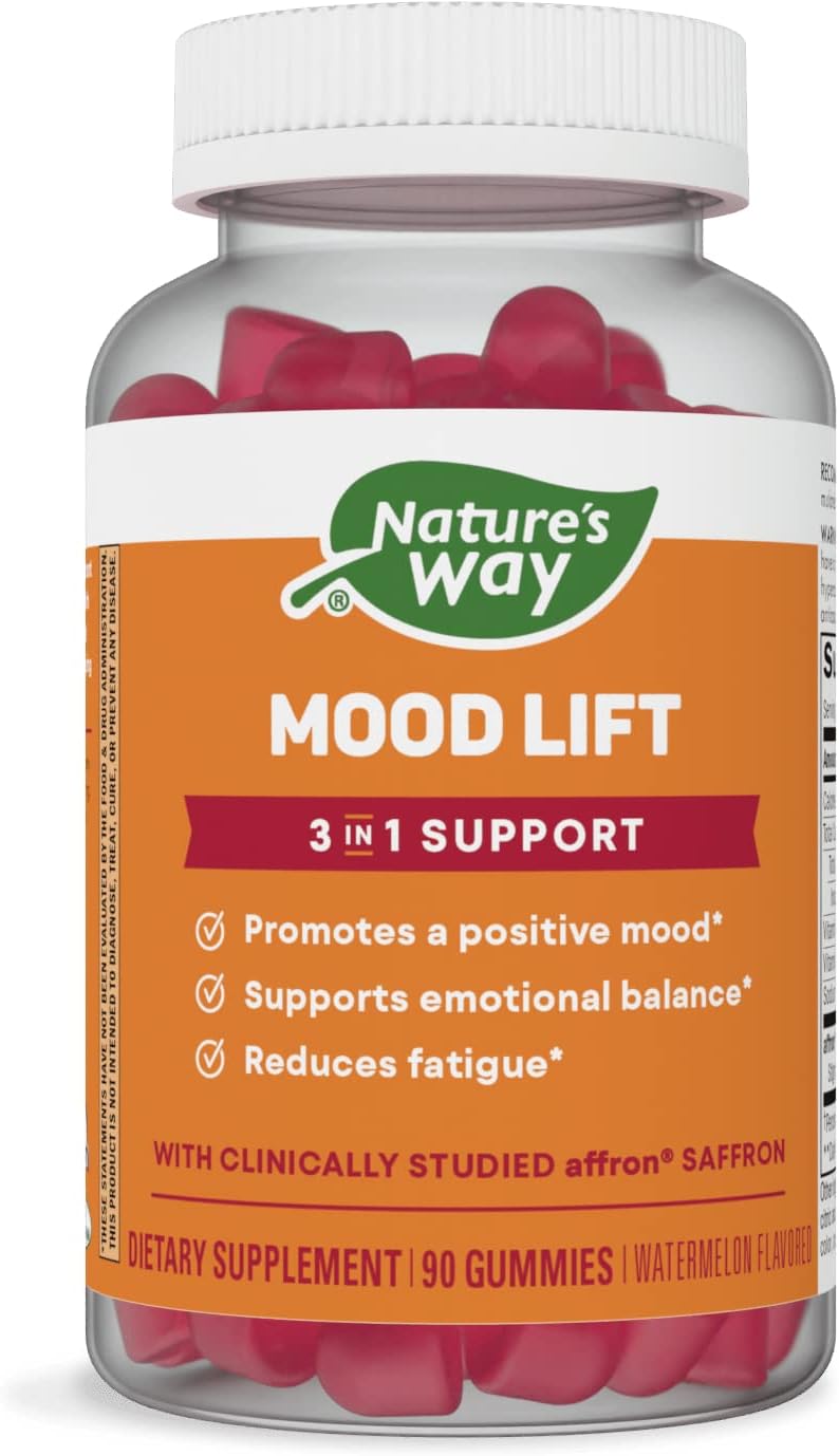 Nature's Way - Nature’s Way Mood Lift Gummies com Affron Açafrão e Vitamina D3, 90 Gummies – Reduz a Fadiga* | Marca Nature’s Way