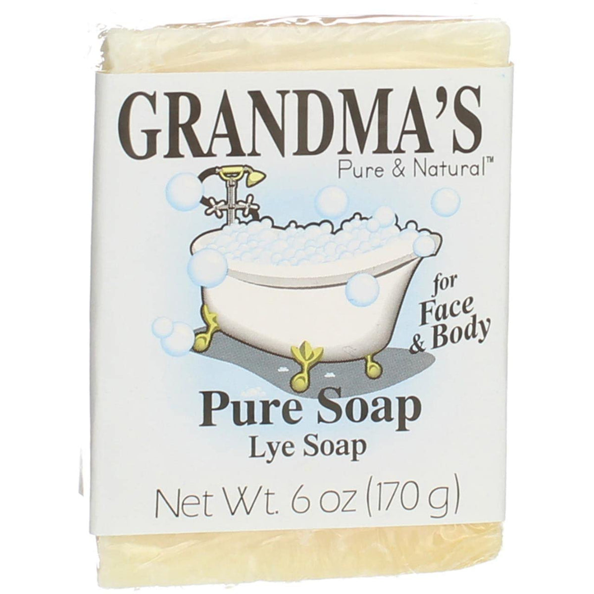 GRANDMA'S PURE & NATURAL - Sabonete em Barra de Lye Puro da Vovó – 170g Sem Fragrância para o Rosto
