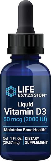 Vitamina D3 Líquida, 50 mcg (2000 UI), Suporte ao Sistema Imunológico, Saúde Óssea, Saúde Integral, Sem Sabor, Sem Glúten, Não-OGM, 29,57 ml - Life Extension