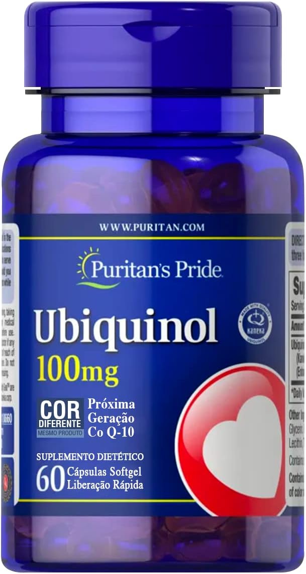 Puritan's Pride - Puritan’s Pride Ubiquinol 100 mg – 60 Softgels de Liberação Rápida – Embalagem com 18660 – Energia e Saúde do Coração