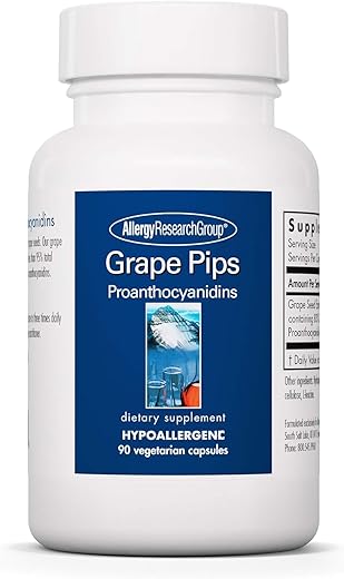 Extrato de Semente de Uva, Proantocianidinas, Polifenóis, Orgânico, Cápsulas de 300mg – 90 Unidades - Allergy Research Group