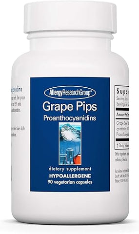 Extrato de Semente de Uva, Proantocianidinas, Polifenóis, Orgânico, Cápsulas de 300mg – 90 Unidades - Allergy Research Group