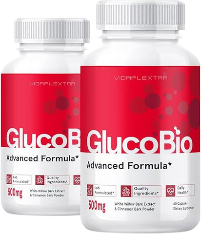 VIDAPLEXTRA - Gluco Bio Cápsulas – 2 Pacotes, 120 Cápsulas – Gluco Bio (ML/G)