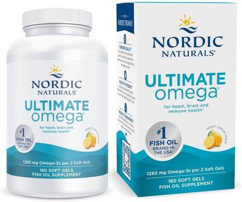 Ultimate Omega – Ômega-3 de Alta Potência com EPA – 180 Cápsulas – Sabor Limão – 1280 mg Ômega-3 - Nordic Naturals