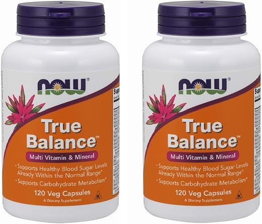 True Balance Multi – 120 cápsulas (2 Pacotes) – Fórmula Equilibrada para Saúde – 240 cápsulas no total - NOW Foods