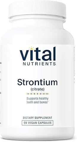 Strontium Citrate | Suplemento Vegano para Fortalecimento Ósseo | 227mg de Citrato de Estrôncio para Saúde Óssea e Dentes Saudáveis | Livre de Glúten, Laticínios e Soja | Não-OGM | 90 Cápsulas - Vital Nutrients