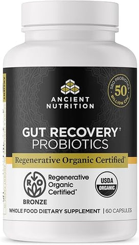 Probióticos Certificados Orgânicos Regenerativos para Recuperação Intestinal, Recuperação Intestinal com Probióticos, para Digestão Saudável e Suporte ao Sistema Imunológico, 50 Bilhões de UFCs* - Ancient Nutrition