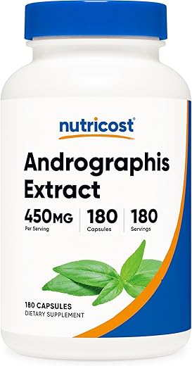 Extrato de Andrographis 450mg, 180 Cápsulas Vegetarianas – Não-OGM - Nutricost