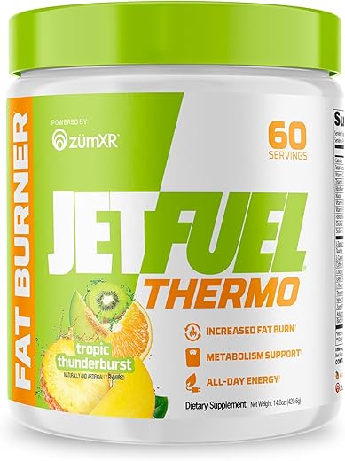JetFuel Tropic Thunderburst: Pó Termogênico para Queima de Gordura, ZumXR Cafeína, Carnitina, Teanina, para Homens – 100g - GAT SPORT