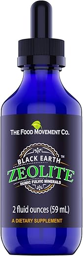 THE FOOD MOVEMENT CO. - Zeolita Negra com Ácidos Húmicos e Fúlvicos e Minerais Traços para Desintoxicação, Saúde Intestinal e Suporte Imunológico – Gotas Líquidas 2ml para Adultos e Crianças
