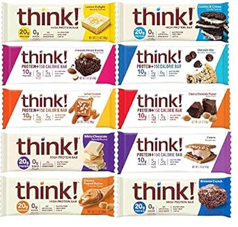 Think Thin Variety Pack of 10 - Think Thin Super Pack Variado de 20 – 400g – Barras de Proteína Saborosas