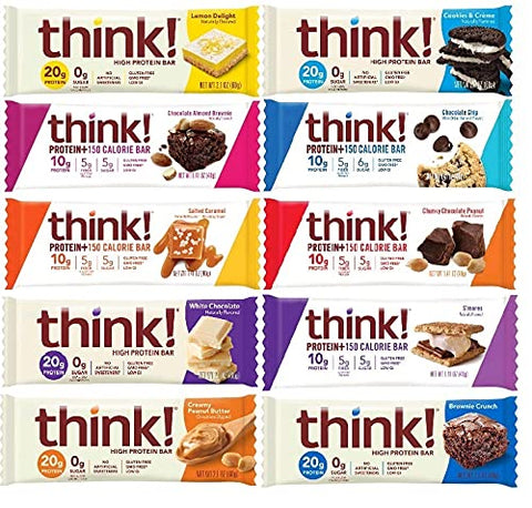 Think Thin Variety Pack of 10 - Think Thin Super Pack Variado de 20 – 400g – Barras de Proteína Saborosas