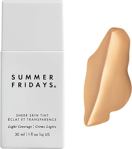 Sheer Skin Tint – Hidratante com Ácido Hialurônico – Ajuda a Reduzir Tom de Pele Irregular – Cobertura Leve a Média – Tonalidade 4 – Claro-Médio com Oliva Neutro - Summer Fridays