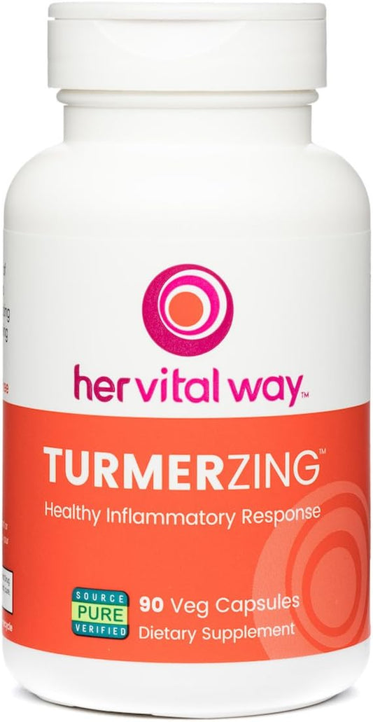 her vital way - TurmerZing: Cúrcuma e Gengibre Testados C-14 para Resposta Inflamatória Saudável, 95% Curcuminoides 5% Gingeróis