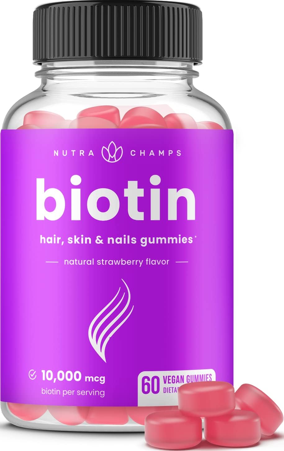 Gomas de Biotina 10000mcg [Alta Potência] para Cabelos e Pele Saudáveis – NutraChamps Biotina Gummies 10000mcg [Alta Potência] para Cabelos e Pele Saudáveis - NutraChamps